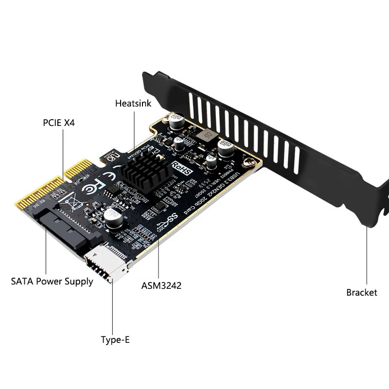 PCIe to Type-E Expansion Card PCI Express X4 USB 3.2 Gen2 8