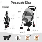 Foldable Pet Stroller 4 Wheel Dog and Cat with Removable 6 | PricZone