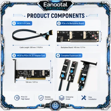 MCIO 5.0 to PCIe x16 Expansion Kit Dual 8I Riser Card 2