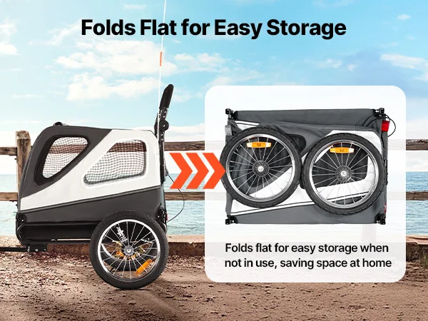 Succebuy 100 Lbs Dog Bike Trailer 2-In-1 Pet Stroller Cart 26
