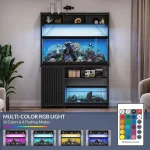 90 Gallon Aquarium Stand with LED Lights Cabinet Storage 3 | PricZone