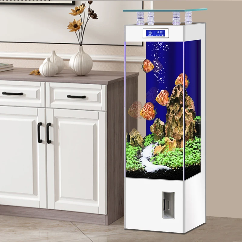 Hys Glass Fish Tank Living Room Small Household Vertical 22