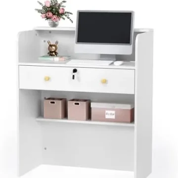 Small Front Reception Desk with Lockable Drawer 1 | PricZone