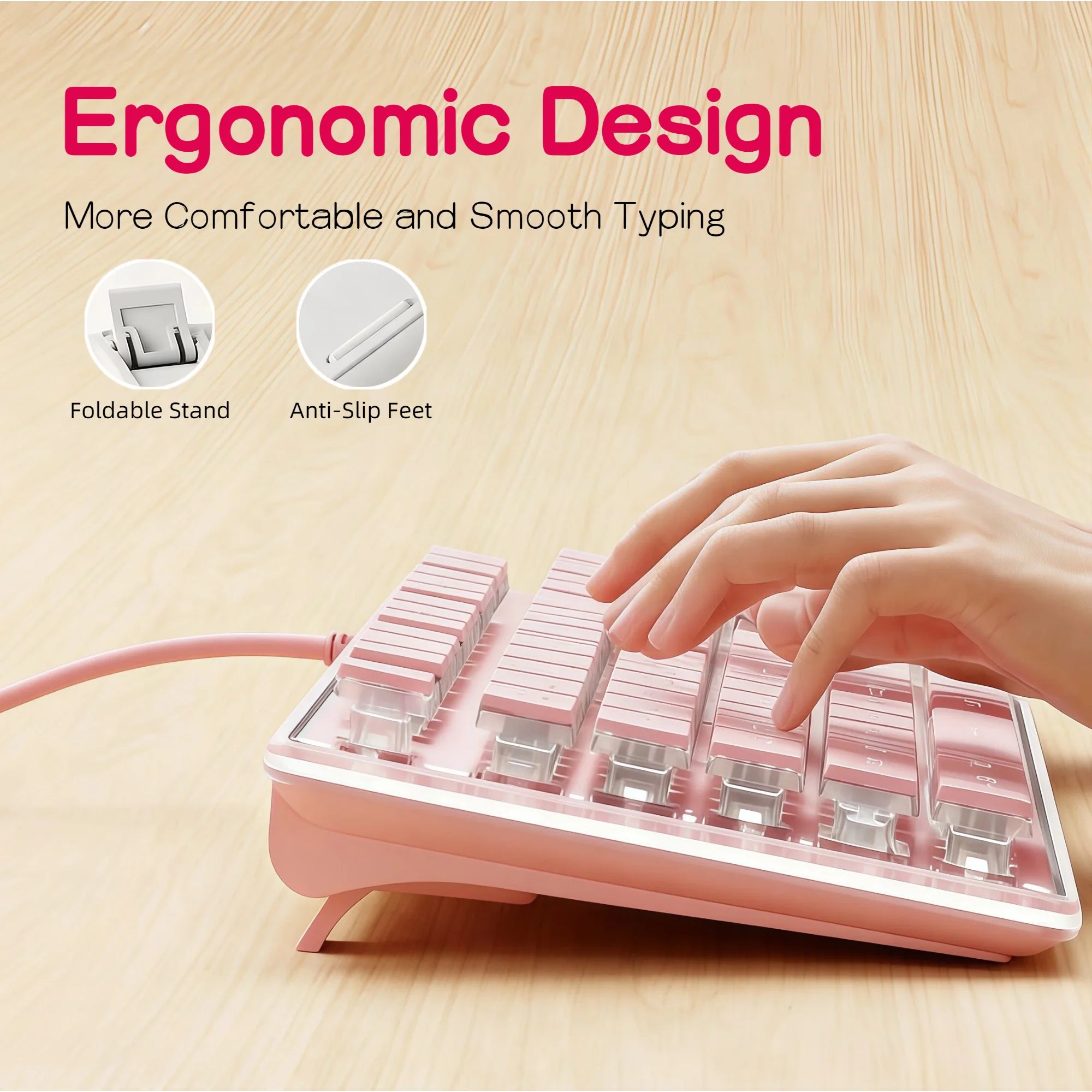 Ice Blue Backlit Gaming Keyboard with Pudding Keycaps Metal 15