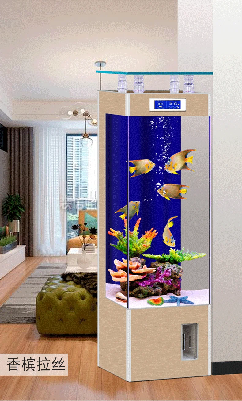 Hys Glass Fish Tank Living Room Small Household Vertical 20
