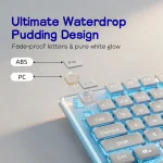 Ice Blue Backlit Gaming Keyboard with Pudding Keycaps Metal 5 | PricZone