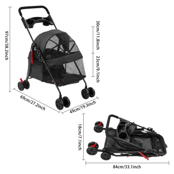 Small To Medium Dogs and Cats Foldable Pet Travel Cart 1