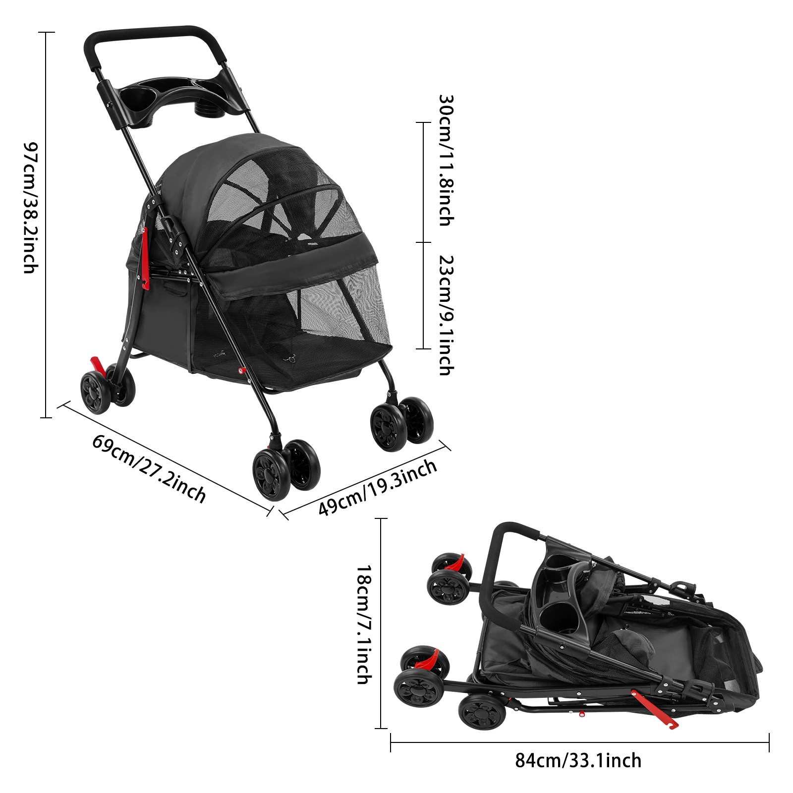 Small To Medium Dogs and Cats Foldable Pet Travel Cart 1 | PricZone Small To Medium Dogs and Cats Foldable Pet Travel Cart 1 | PricZone