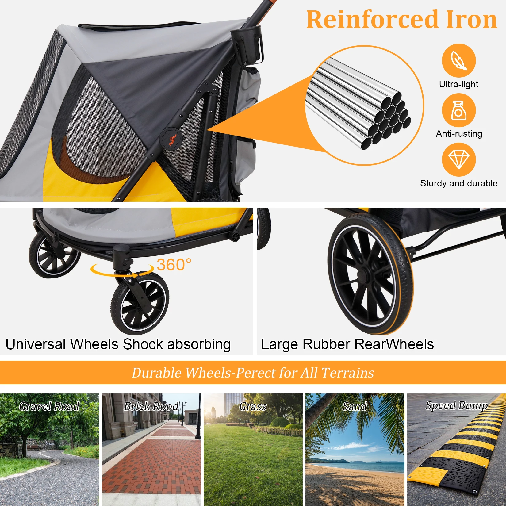 Large Foldable Pet Dog Stroller Rolling Dogs Cat Carrier 8 | PricZone Large Foldable Pet Dog Stroller Rolling Dogs Cat Carrier 8 | PricZone