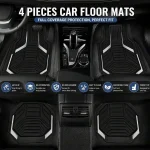 Universal All Weather Car Floor Mats Set Red Geometric 6 | PricZone