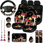 17Pc Mushroom Car Seat Covers Set with Steering Wheel Cover 1 | PricZone