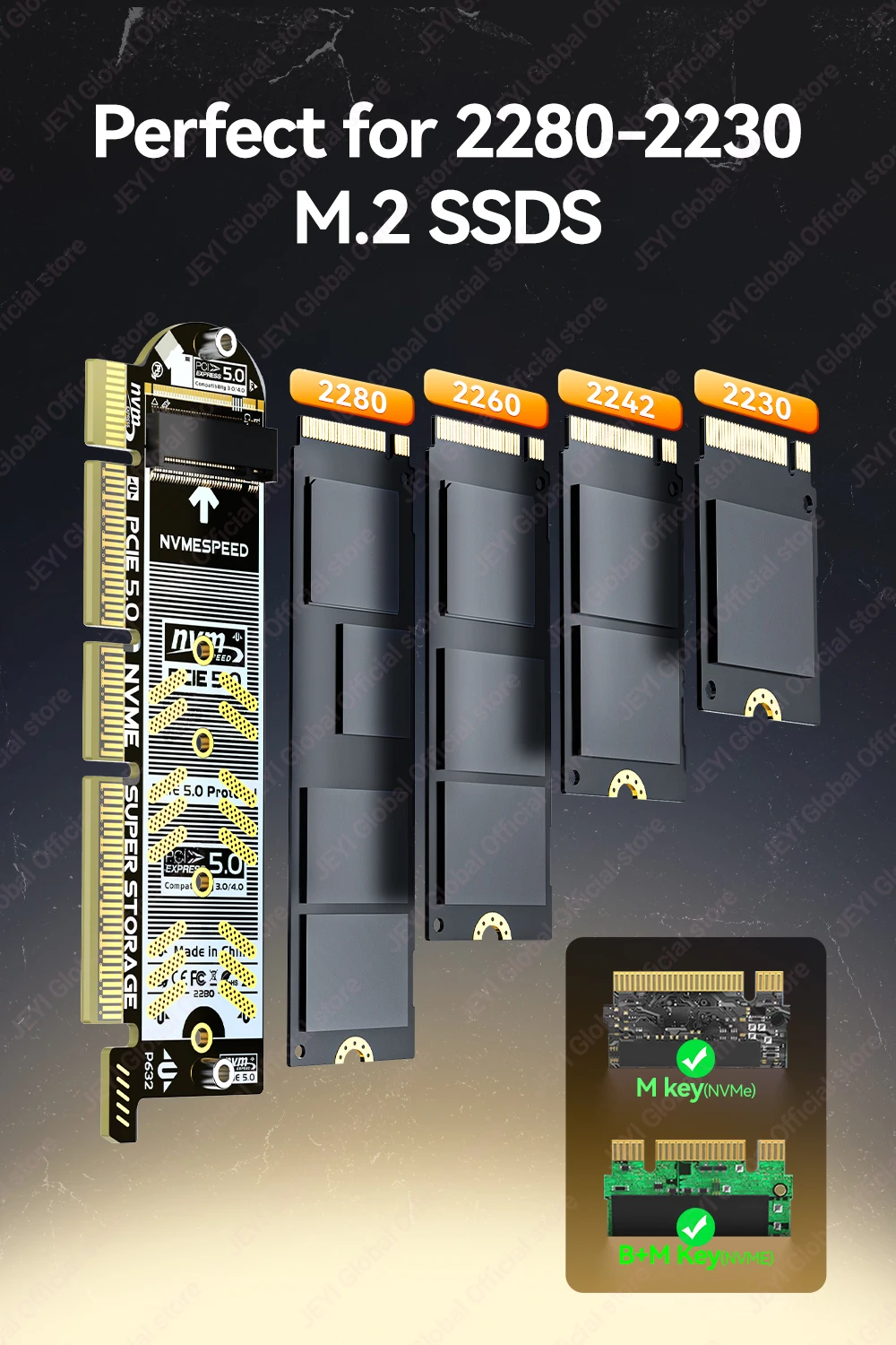 Jeyi M.2 NVMe to PCIe 5.0 Expansion Card 11