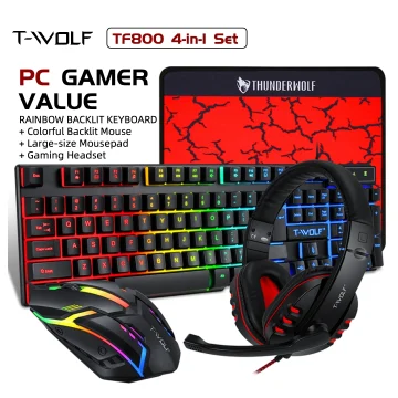 T Wolf RGB Gaming Combo for PC Desktop Laptop 1 | PricZone
