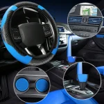 Carbon Fiber PU Leather Car Steering Wheel Cover 15 Inch 4 | PricZone