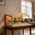 Large Wooden Hamster Cage Clear Tempered Glass Pet Small 7 | PricZone