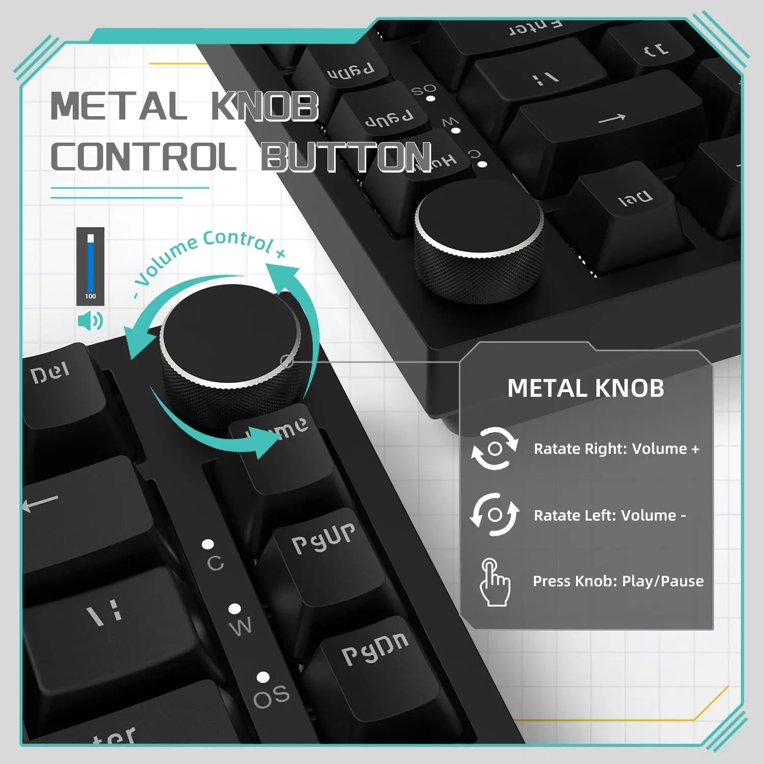Ajazz Ak820 Wired Mechanical Keyboard with Rotary Volume 4 | PricZone Ajazz Ak820 Wired Mechanical Keyboard with Rotary Volume 4 | PricZone