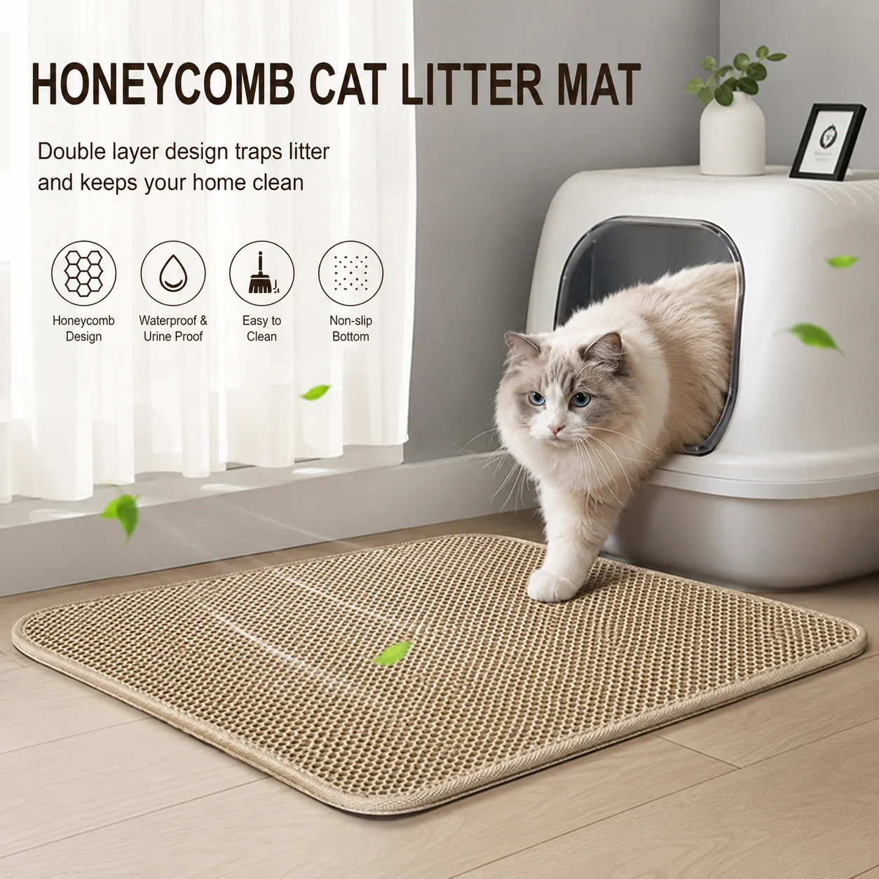 Soft Gentle Cat Litter Mat: Comfortable Honeycomb Design 6