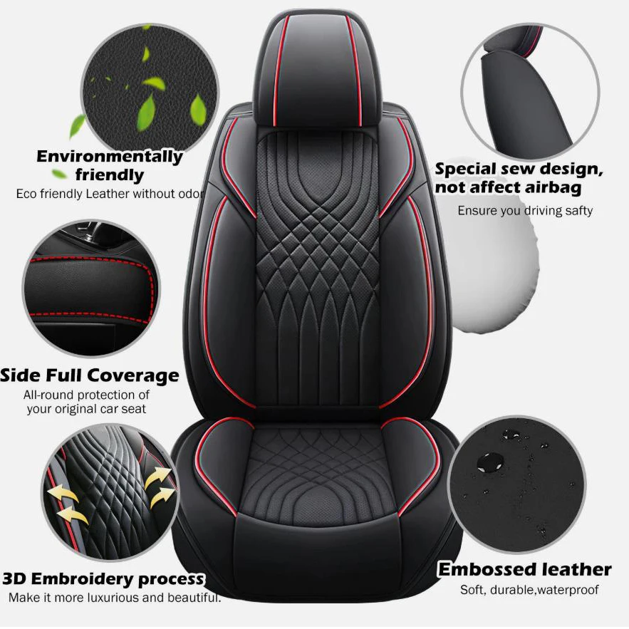 Complete Car Seat Cover Accessories Set for Dodge Leather 16
