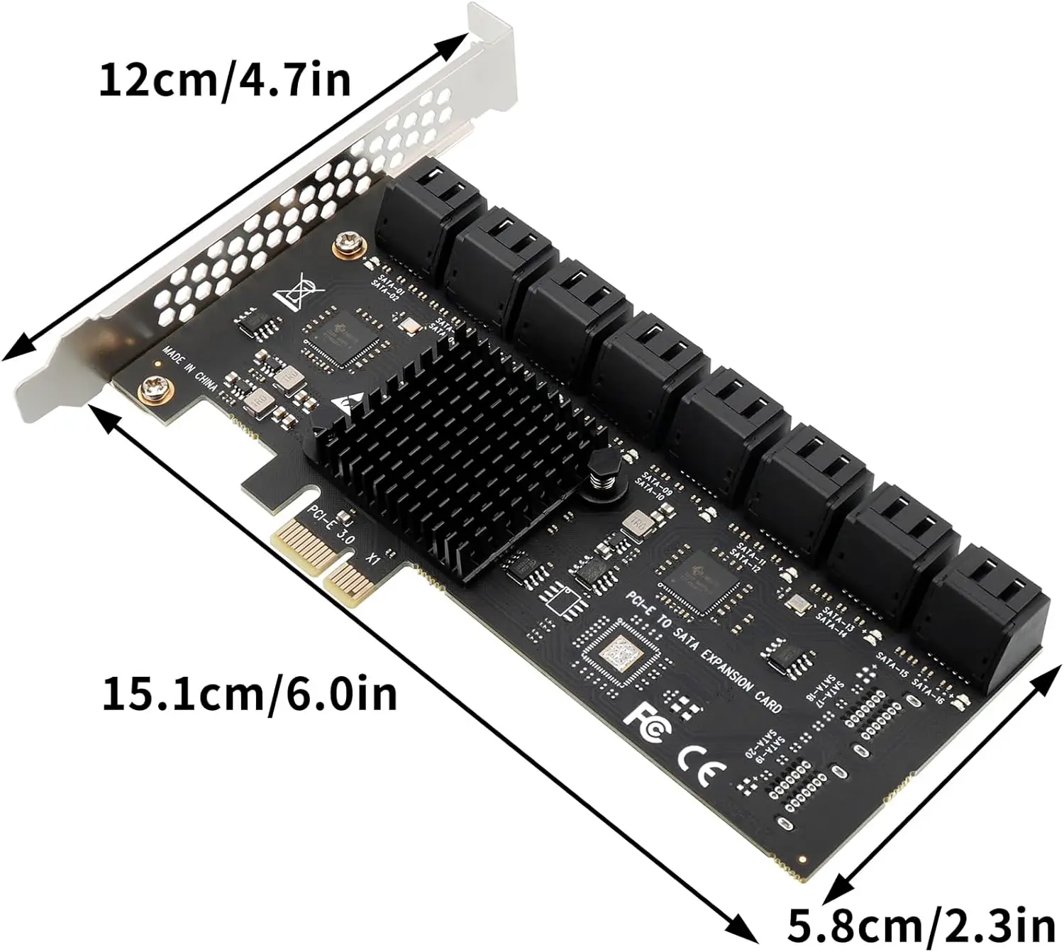 Port SATA 3.0 SSD Expansion Card PCIe x1 Adapter 10