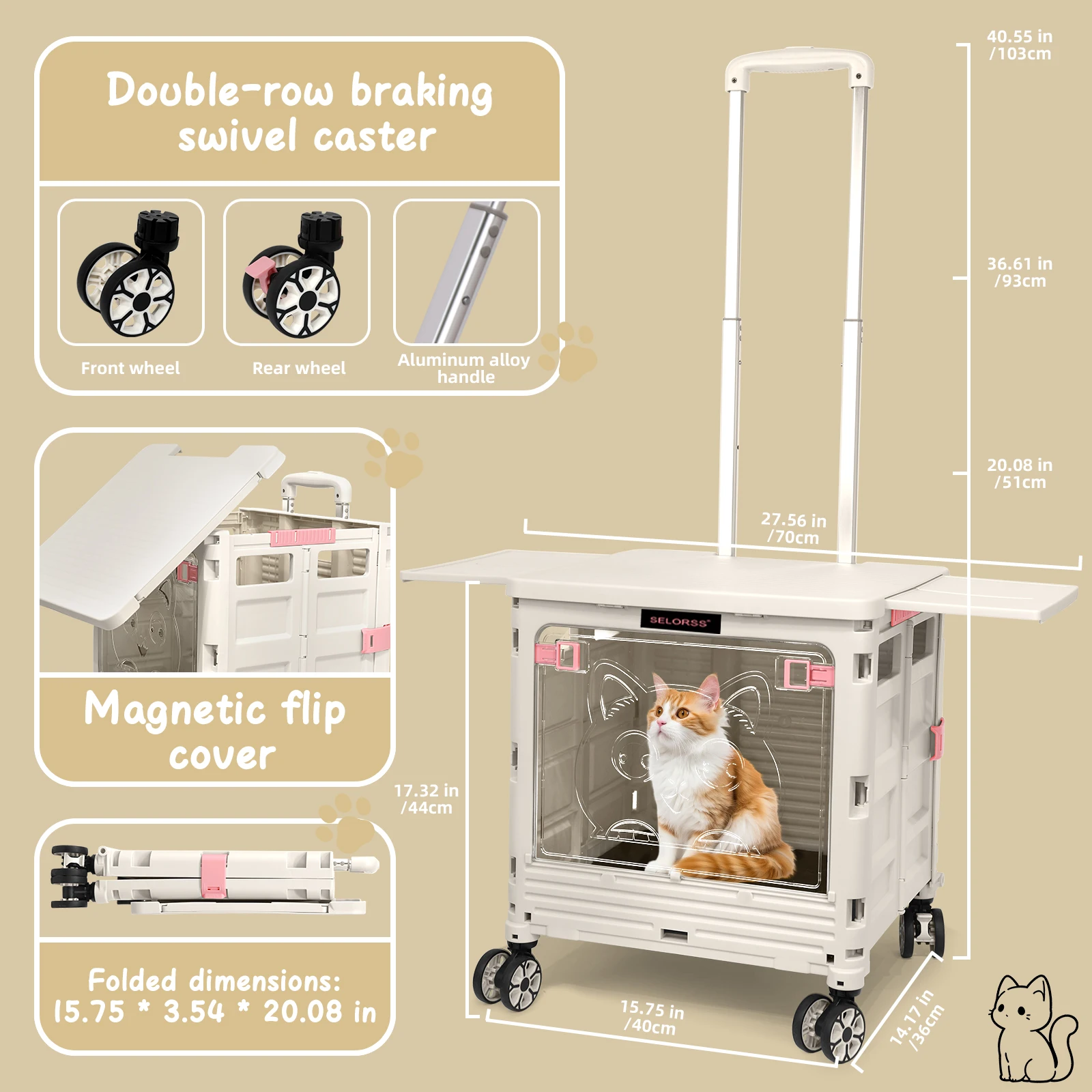 2In1 Foldable Shopping Cart Rolling Pet Carrier 55L 3 | PricZone 2 In 1 Foldable Shopping Cart Rolling Pet Carrier 55L 3 | PricZone