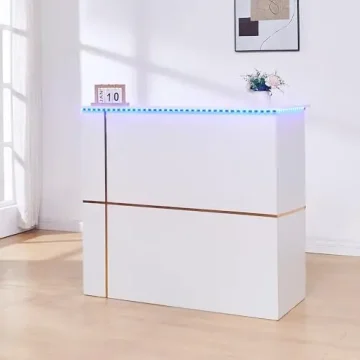 Modern Reception Desk with Lockable Drawer and LED 1 | PricZone
