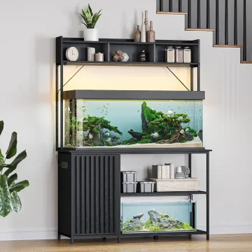 90 Gallon Aquarium Stand with LED Lights Cabinet Storage 1 | PricZone