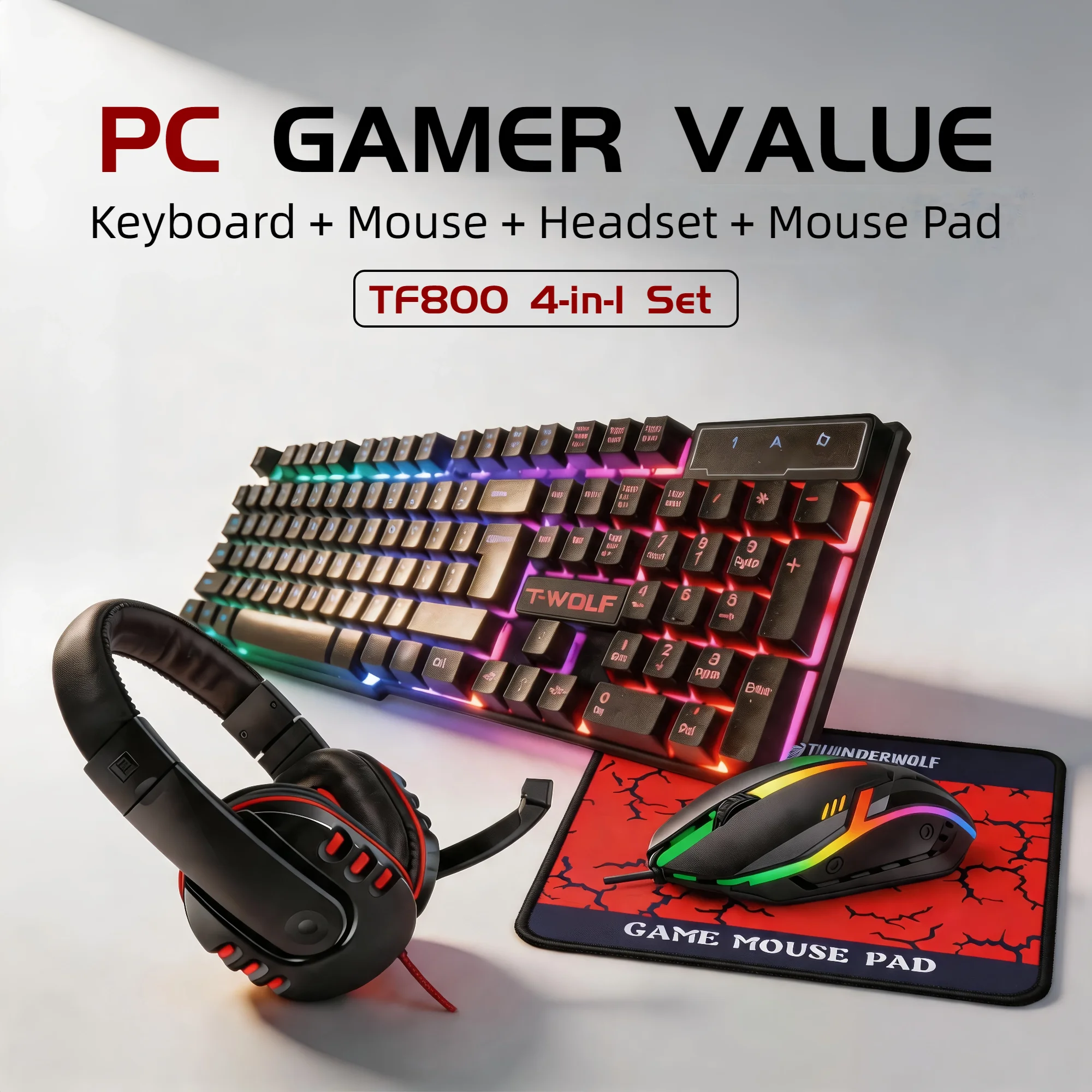 4-in-1 Gaming Combo Set with RGB Keyboard and Mouse 9