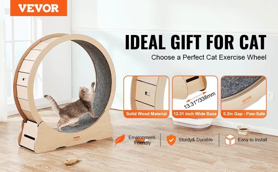 Wooden Cat Exercise Wheel Large Treadmill for Indoor Cats 18