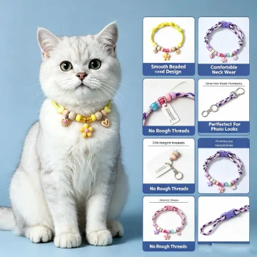 Natural Camphor‑Wood Pet Repellent Collar Multicolor Beaded 2