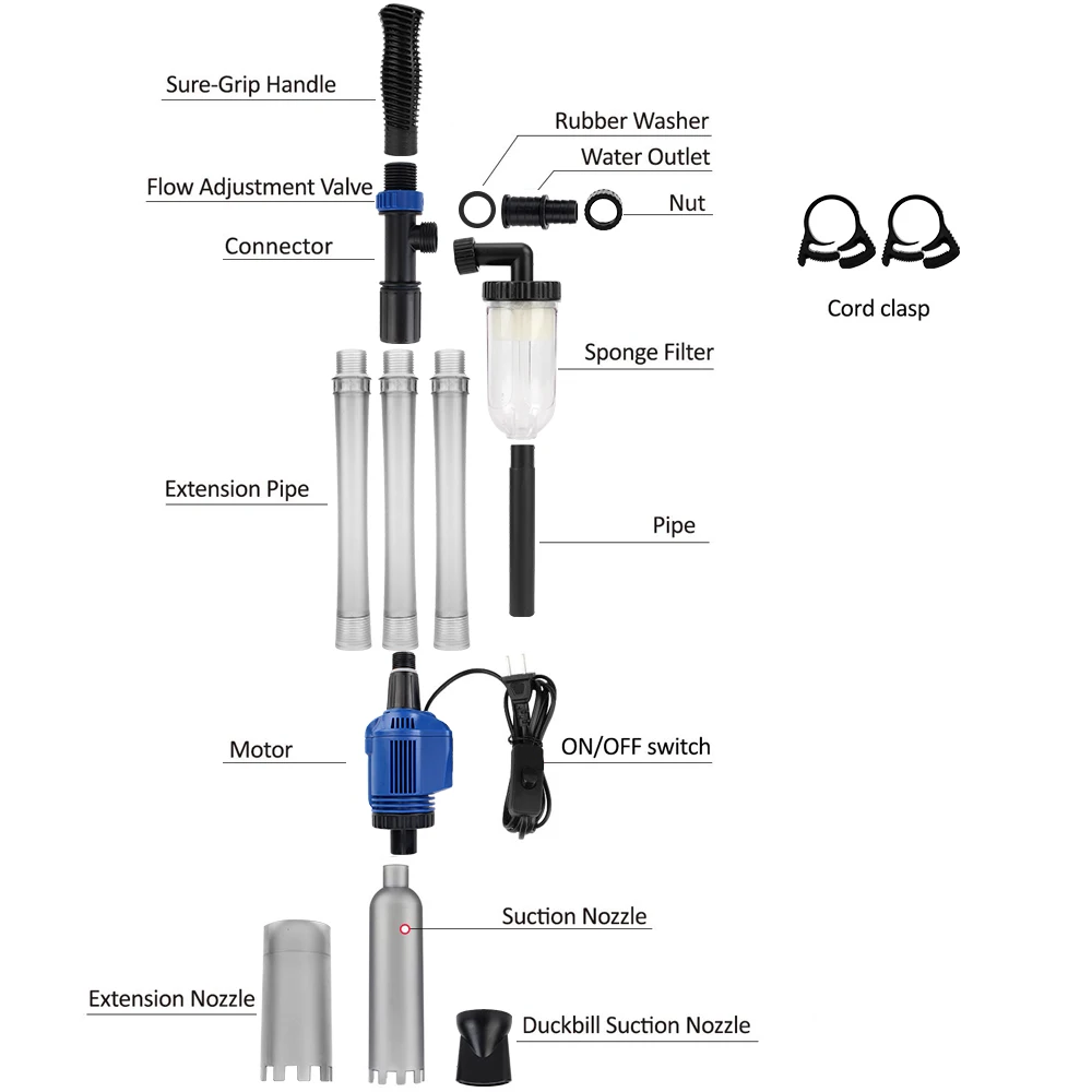 Electric Siphon Filter Fish Tank Sand Washer US Plug 16