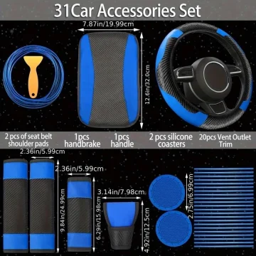 Carbon Fiber PU Leather Car Steering Wheel Cover 15 Inch 2