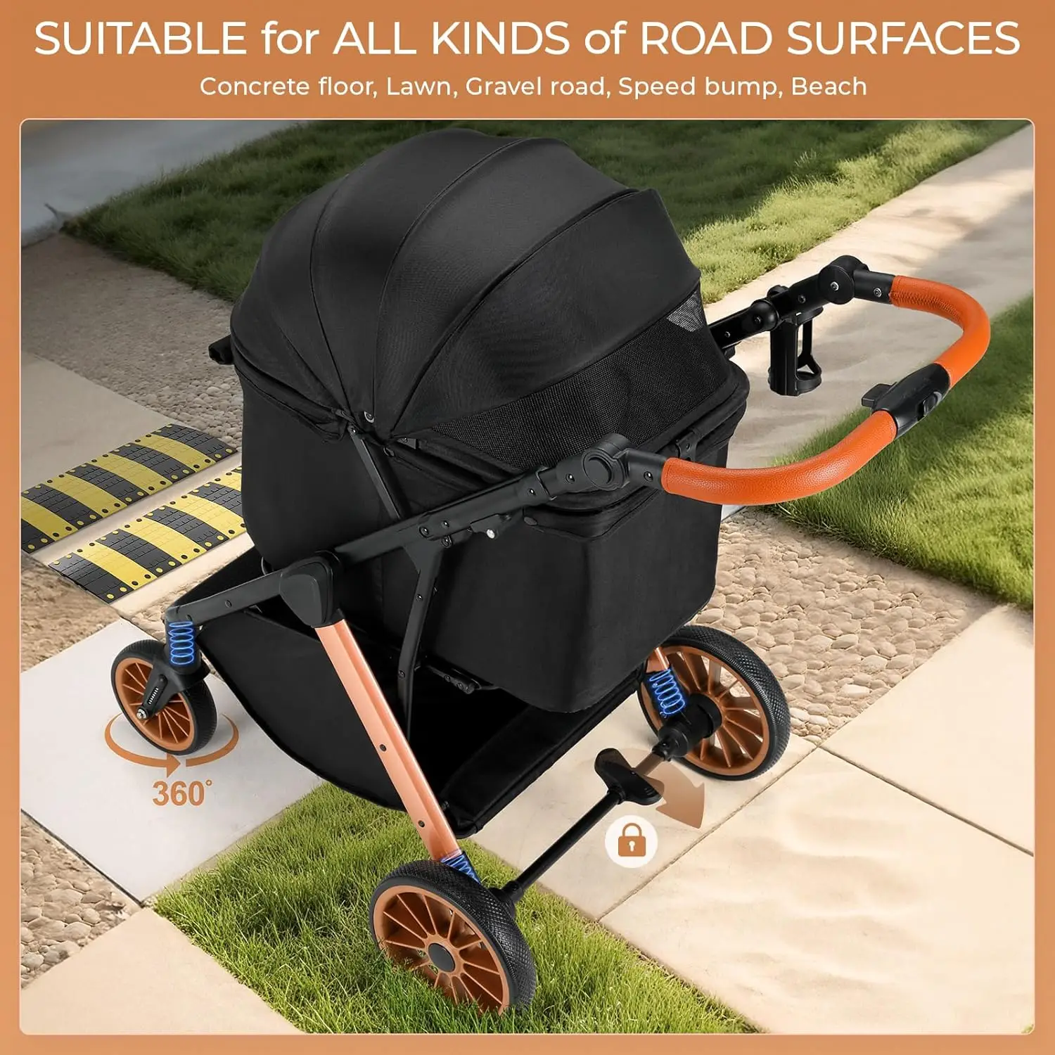 Foldable Pet Stroller for Medium Dog Cat Travel Carrier 6 | PricZone Foldable Pet Stroller for Medium Dog Cat Travel Carrier 6 | PricZone