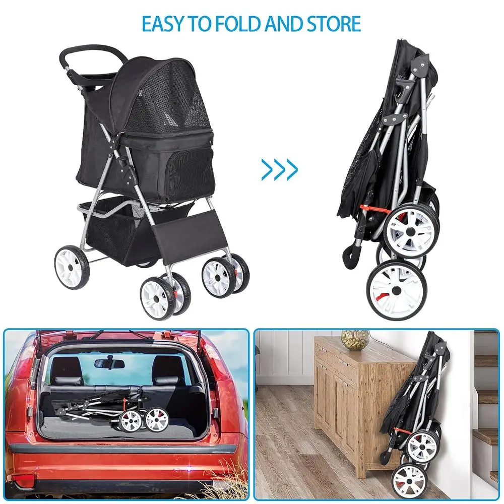 4Wheel Foldable Pet Dog Cat Jogger Stroller Travel Carrier 6 | PricZone 4 Wheel Foldable Pet Dog Cat Jogger Stroller Travel Carrier 6 | PricZone