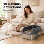 Stainless Steel Cat Litter Box High Wall Semi Enclosed Open 7 | PricZone