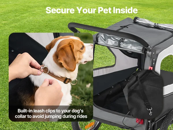 Succebuy 100 Lbs Dog Bike Trailer 2-In-1 Pet Stroller Cart 27