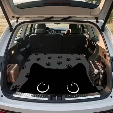 Cute Cat Face Car Trunk Mat Waterproof Universal Cargo Liner 1