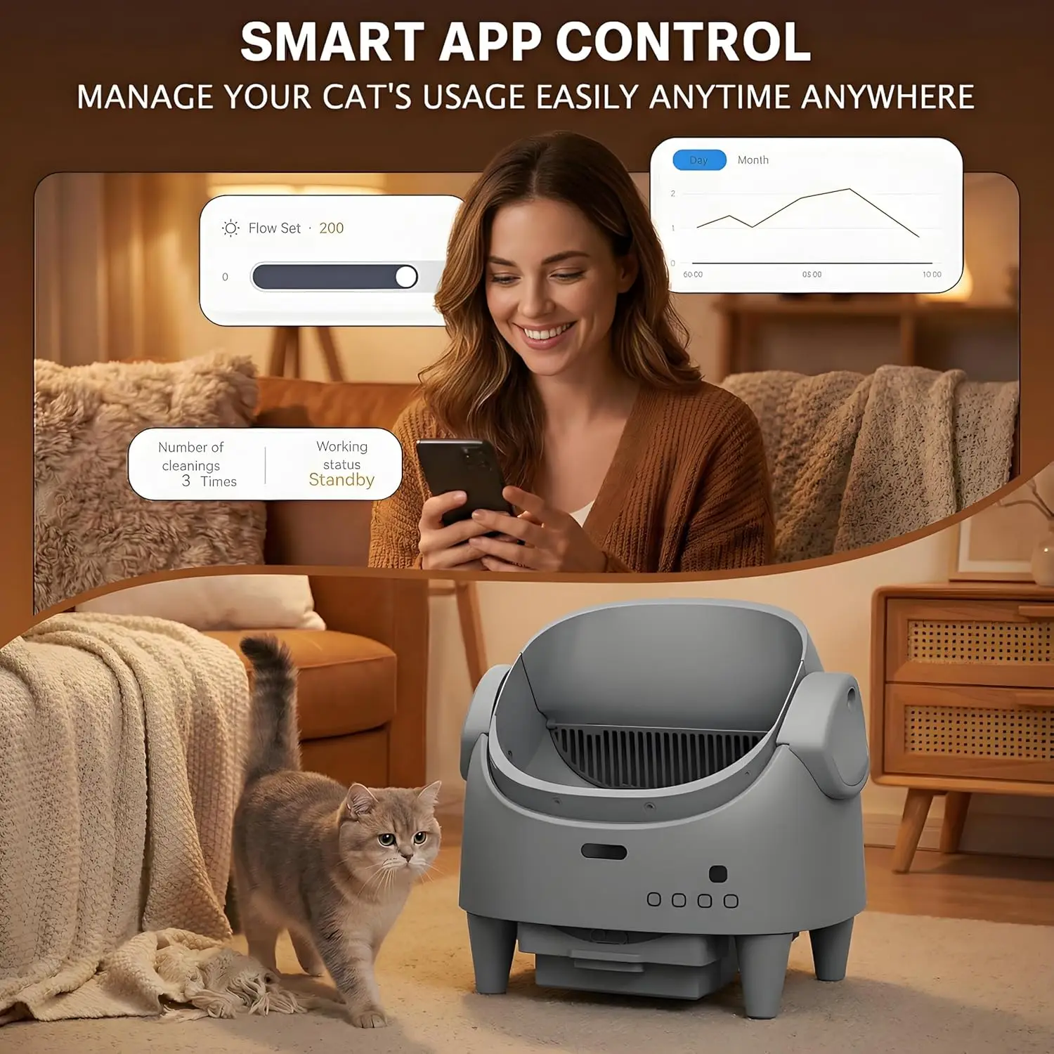 Smart Open Automatic Cat Litter Box 8L SelfCleaning WiFi 5 | PricZone Smart Open Automatic Cat Litter Box 8L Self Cleaning WiFi 5 | PricZone