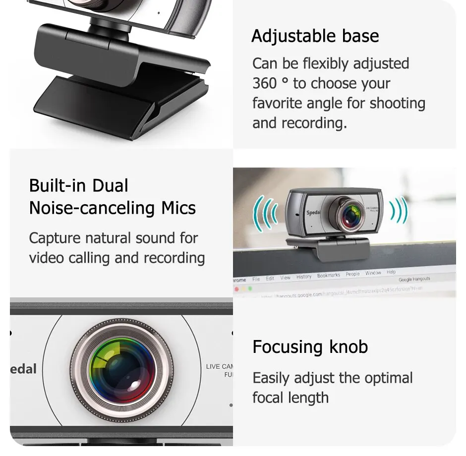 1080P 120° USB Streaming HD Webcam with Microphone 12