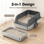 Stainless Steel Cat Litter Box High Wall Semi Enclosed Open 5 | PricZone