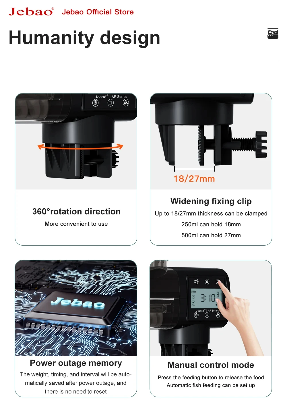 Jebao Jecod New Aquarium Fish Tank Feeder Intelligent 27