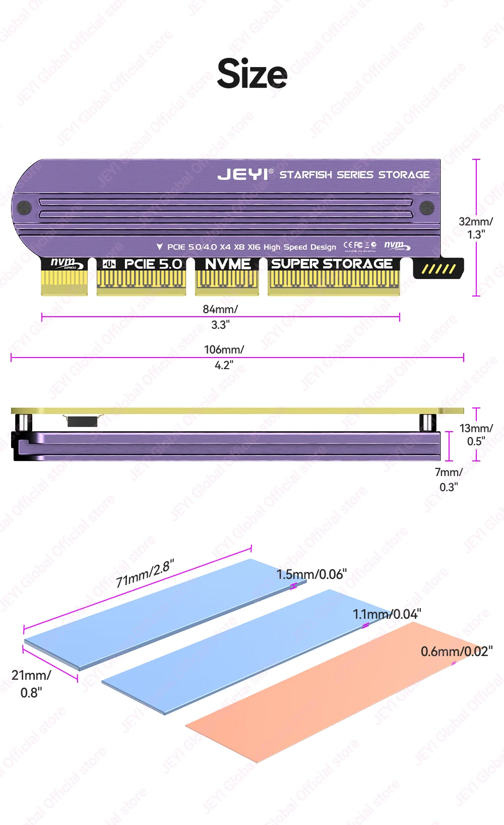 Jeyi M.2 NVMe to PCIe 5.0 Expansion Card 16