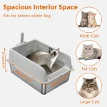 Stainless Steel Cat Litter Box Semi Open High Sided Pan 8 | PricZone