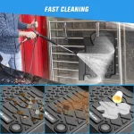 Nilight Chevy Silverado Ev Rst All Weather Floor Mats 5 | PricZone Advertisement banner showing FAST CLEANING as a person uses a pressure washer to clean a car trunk with a portable cleaning device and dirty rubber floor mats in view below | PricZone
