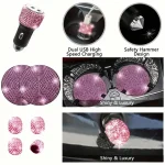 Artificial Diamond Car Steering Wheel Decoration Set Pink 5 | PricZone Artificial Diamond Car Steering Wheel Decoration Set Pink 5 | PricZone