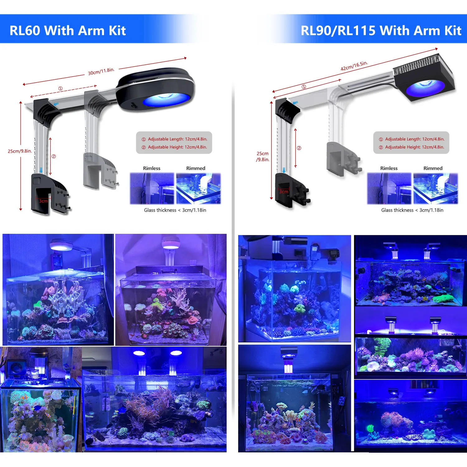Popbloom WiFi Reef LED Light 60W 90W 120W Full Spectrum 22