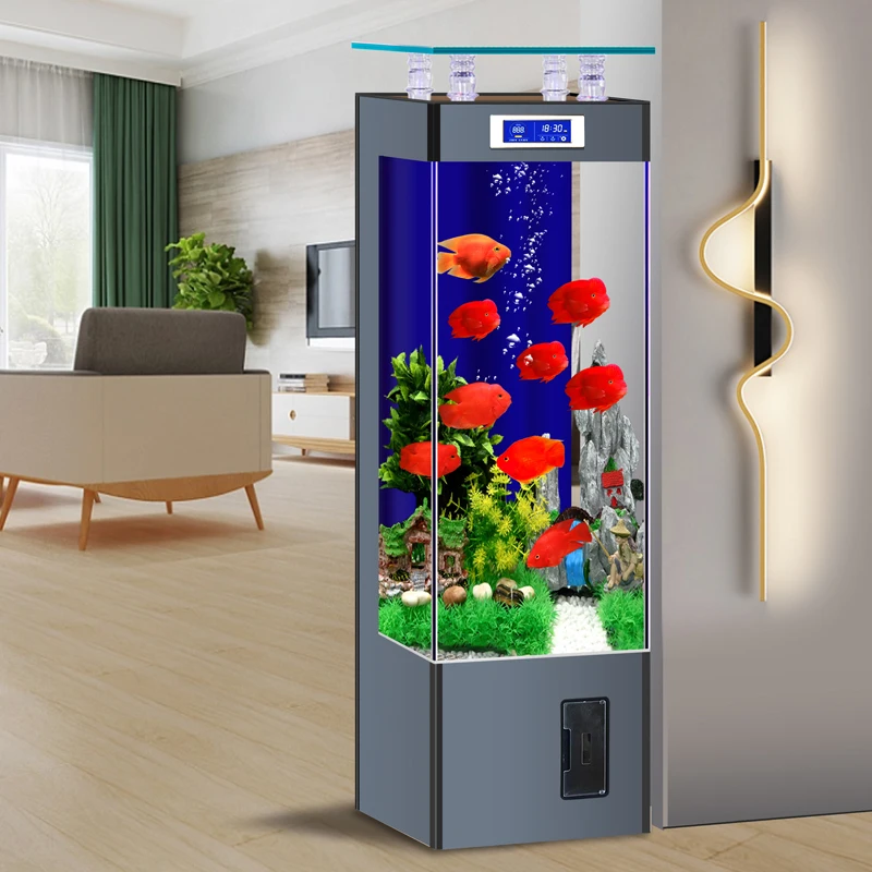Hys Glass Fish Tank Living Room Small Household Vertical 24