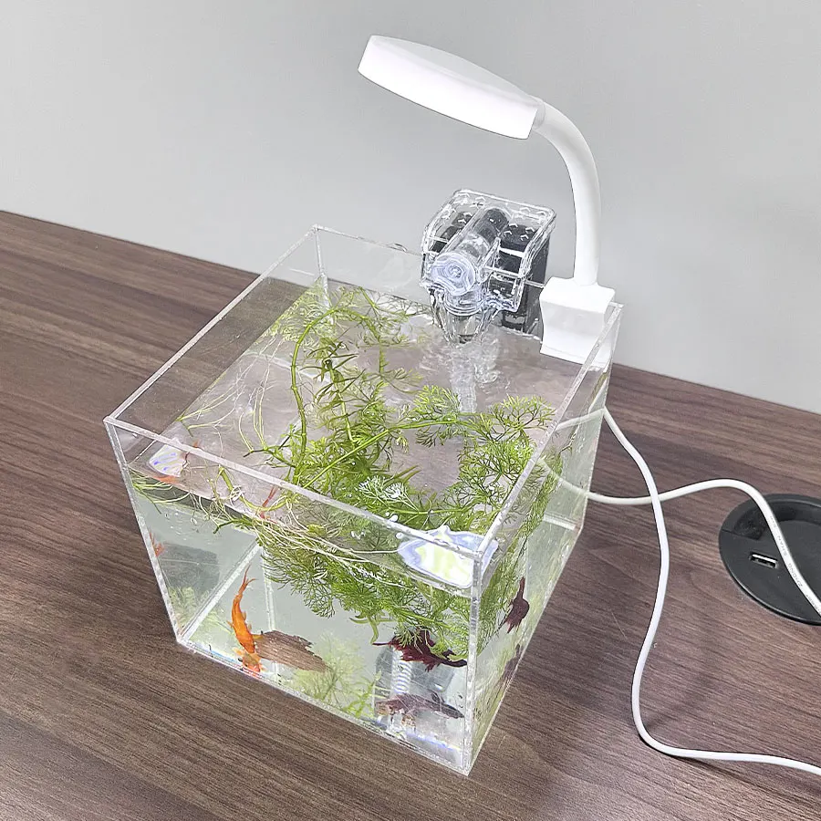 Home Office Desktop Transparent Acrylic Aquarium Water 13