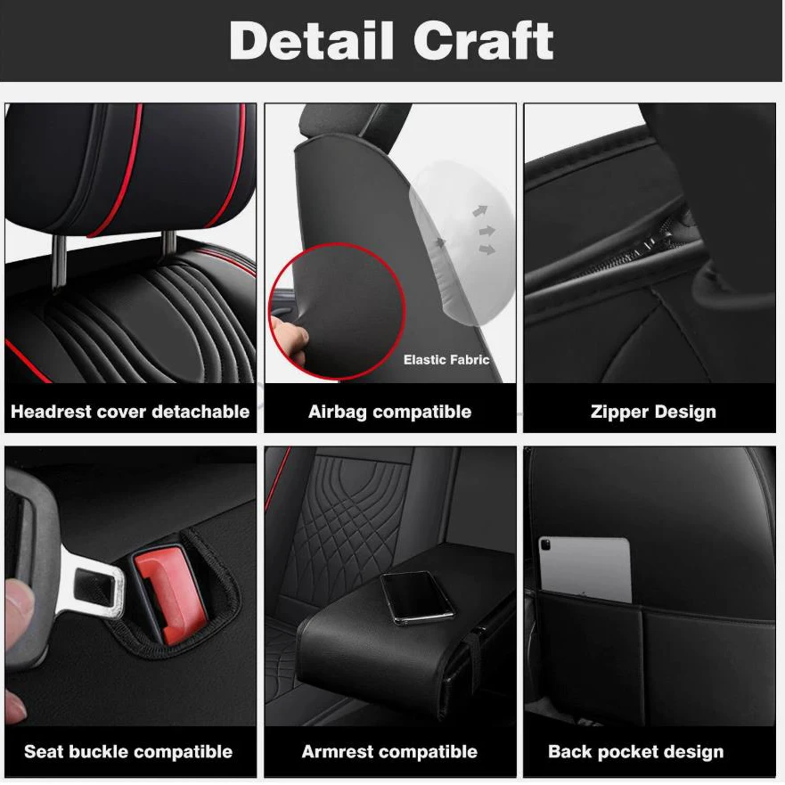 Complete Car Seat Cover Accessories Set for Dodge Leather 19