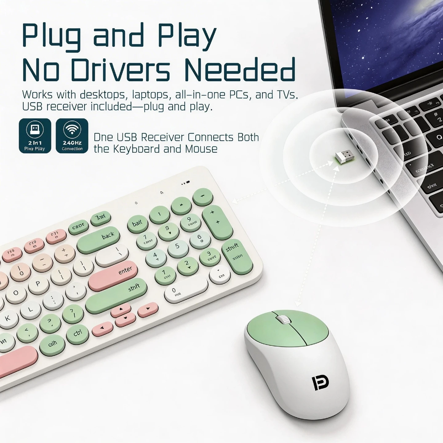 Wireless Keyboard and Mouse Combo with Cleaning Brush 7 | PricZone Wireless Keyboard and Mouse Combo with Cleaning Brush 7 | PricZone