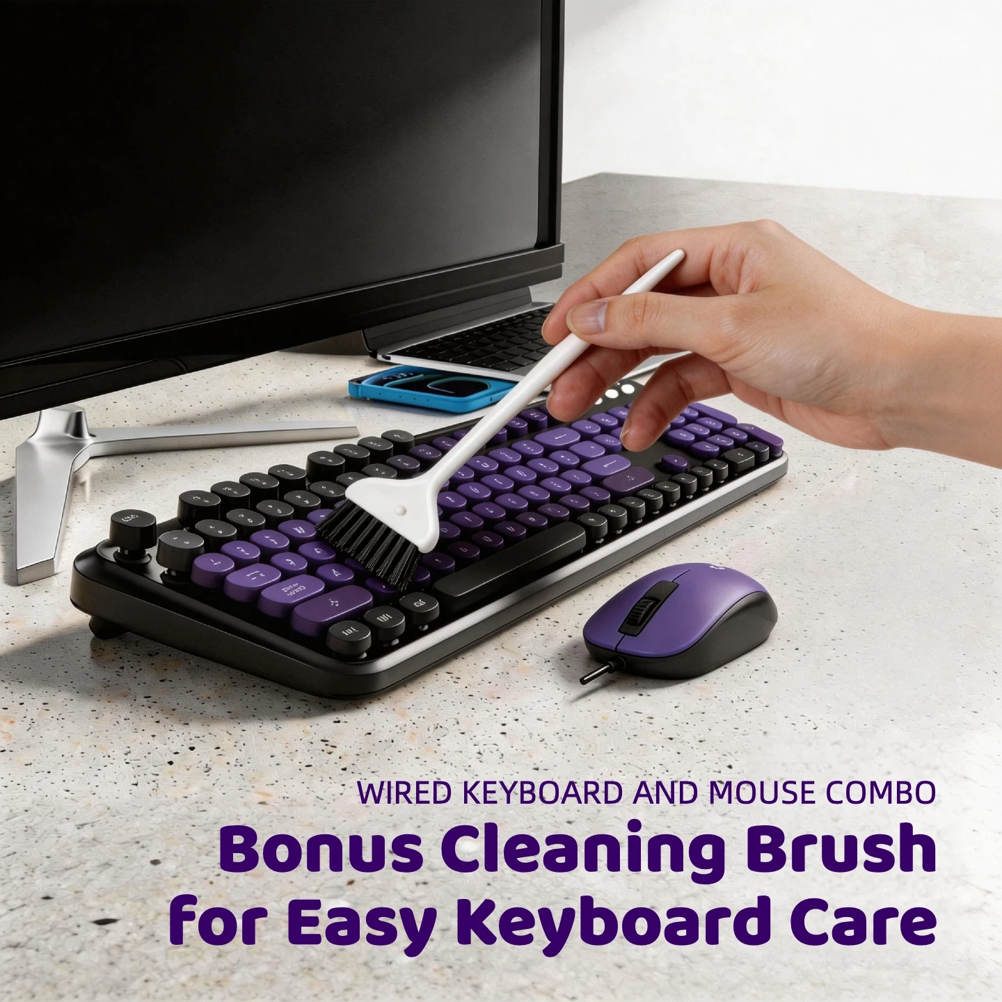 Cute Retro Round Aesthetic Typewriter Keyboard Mouse Set 5 | PricZone Cute Retro Round Aesthetic Typewriter Keyboard Mouse Set 5 | PricZone
